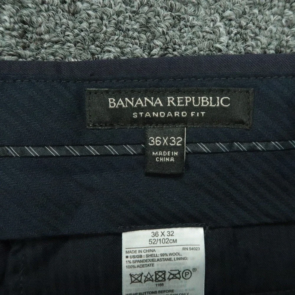 Banana Republic Pants Mens 36x32 Blue Straight Marzotto Super 120s Wool Trouser